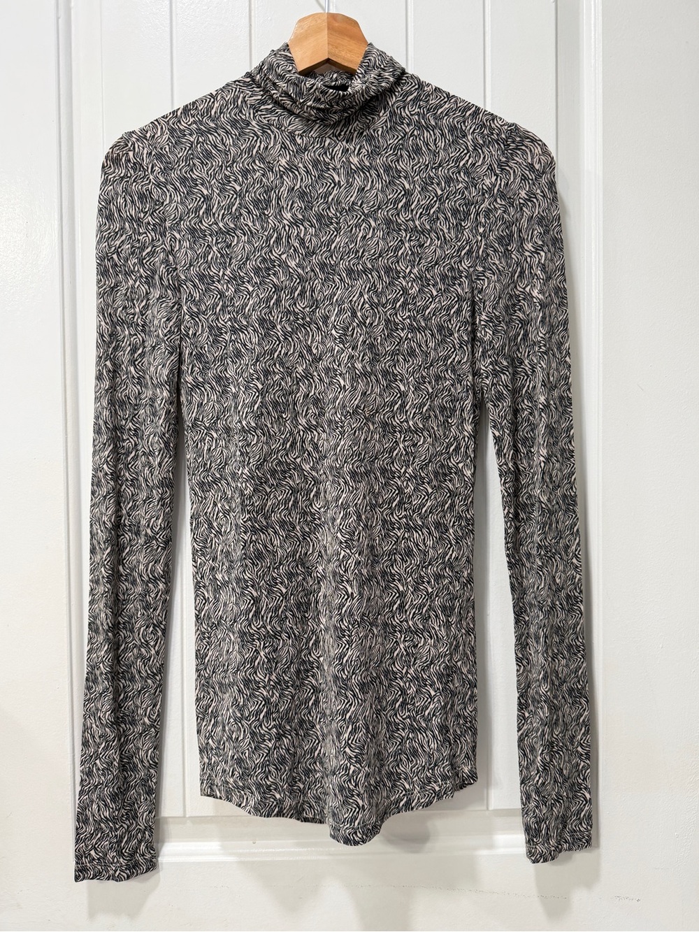 Isabel Marant Black & White Zebra Print Turtleneck Top